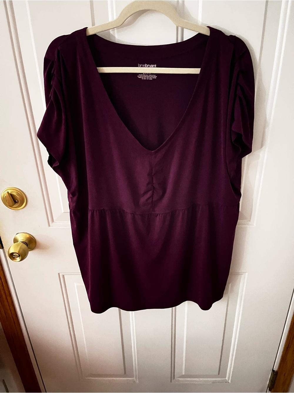Lane Bryant Deep Plum V-Neck Women's Top-Size 18-20